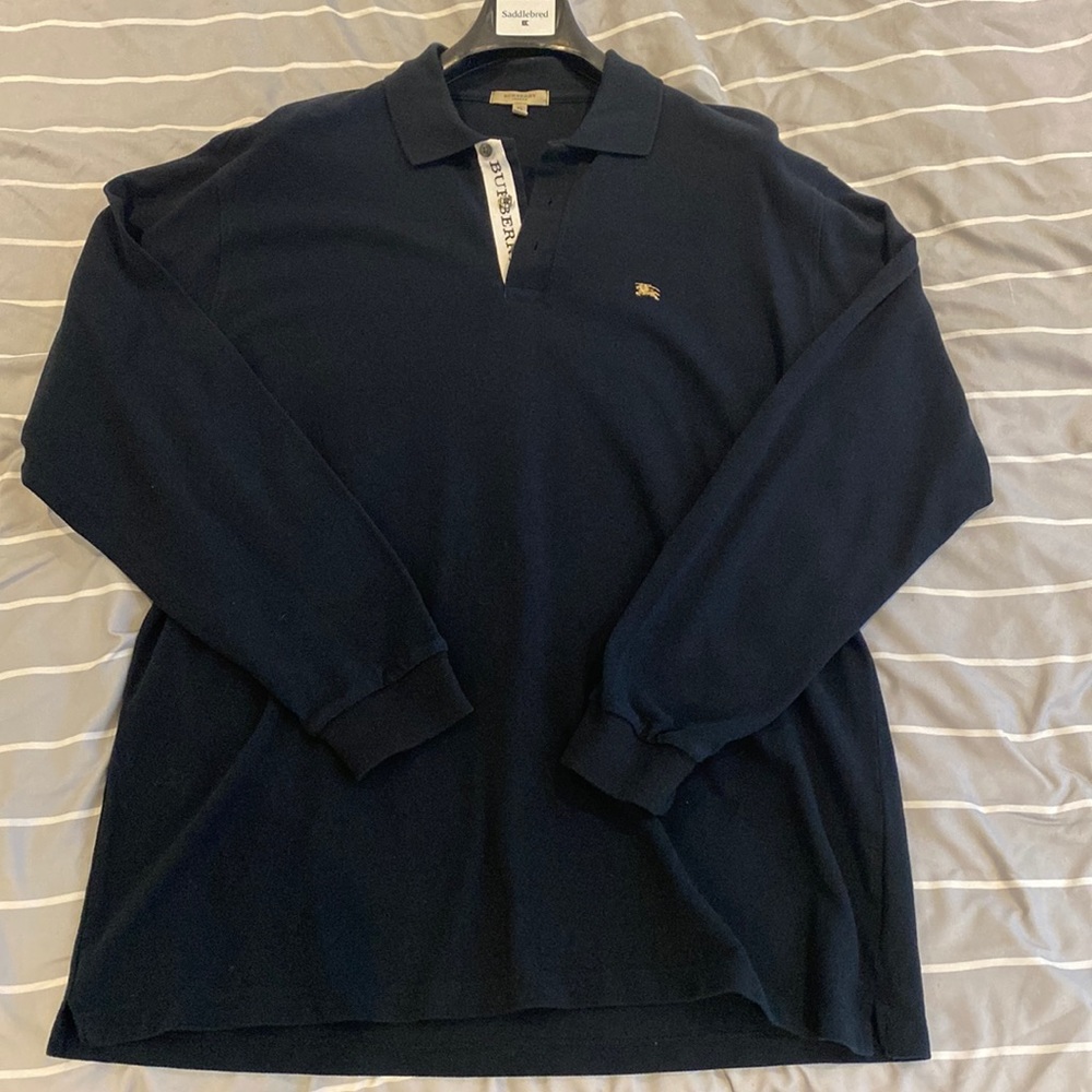 Blueberry mens long sleeve polo